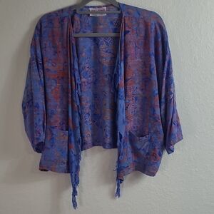 Wild Thing, Wild Woman Colorful Open Front Kimono Jacket Size L